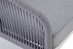 "Канны" диван модульный плетеный из роупа, каркас алюминий белый, роуп светло-серый круглый, ткань светло-серая