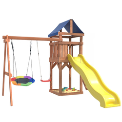 Детская площадка Сlassic с качелями лодочка и гнездом Гексагон IgroWoods для улицы и дачи