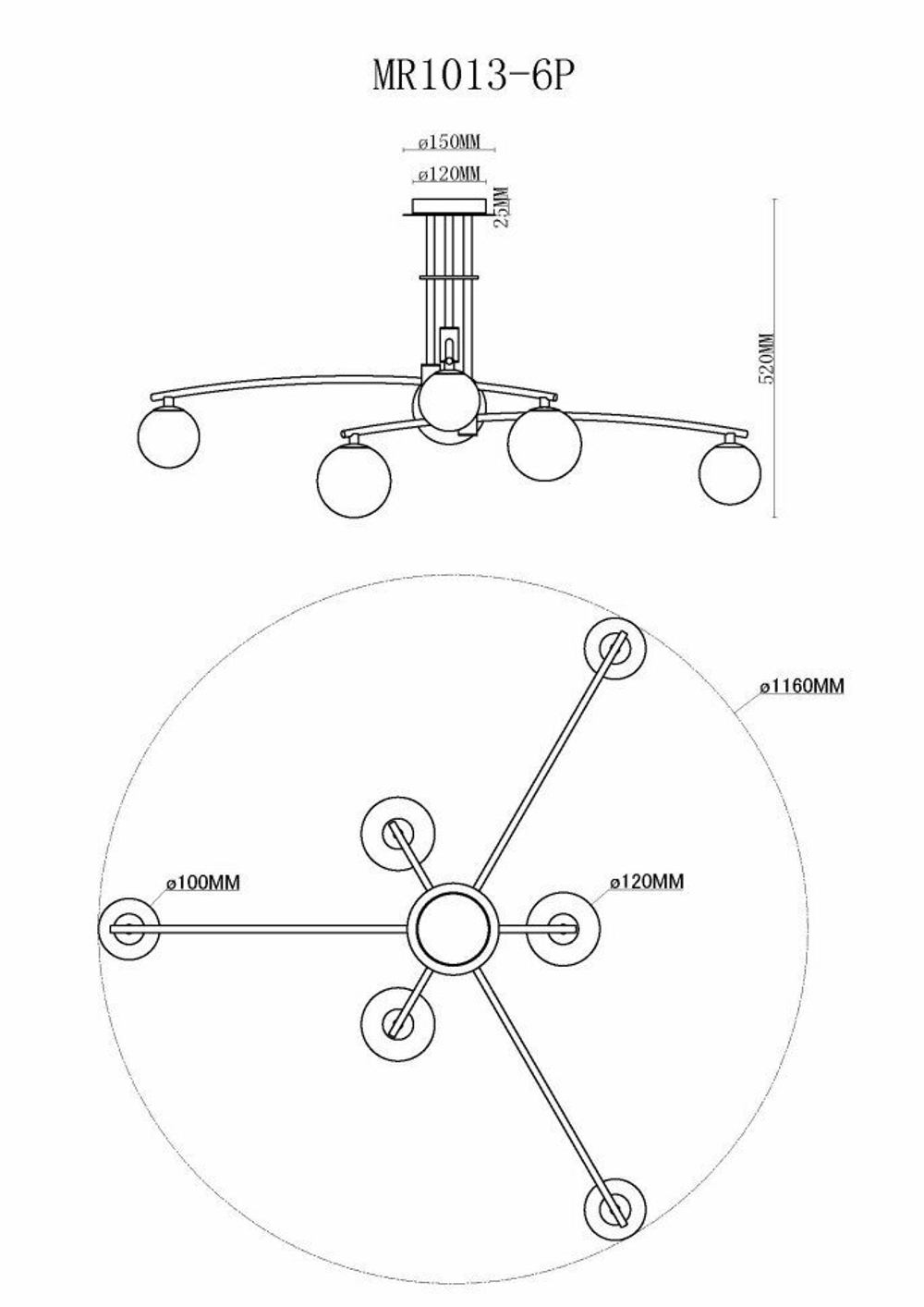 Потолочная люстра MyFar Stacy MR1013-6P, 6 плафонов