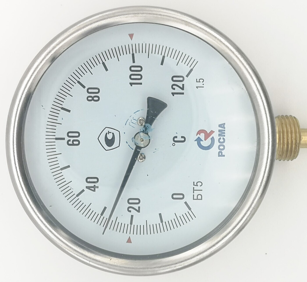 Термометр биметаллический  БТ-52.211 (0+120) 64 мм, G1/2, 1.5, радиальный, показывающий