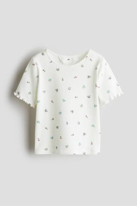 H&M Футболка в рубчик, белый