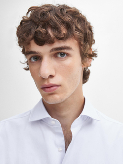 Massimo Dutti РУБАШКА ОБЛЕГАЮЩЕГО КРОЯ ИЗ ХЛОПКОВОГО ТВИЛА, НЕБЕСНО-ГОЛУБОЙ