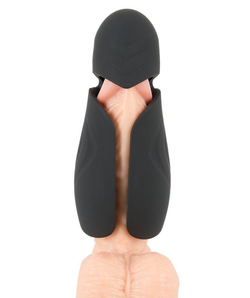 Черный силиконовый вибромастурбатор с нагревом Masturbator with 2 Functions