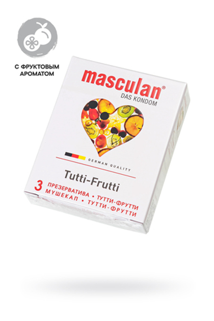 Презервативы Masculan, ultra 1, тутти-фрутти, 19 см, 5,3 см, 3 шт.
