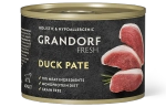 Влажный корм консервы для собак всех пород GRANDORF FRESH Duck pate из утки 0,2 кг 6 шт