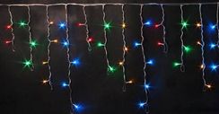 Светодиодная мерцающая бахрома 3*0.5 м., 220V, 112 разноцветных LED ламп, прозрачный провод, Rich LED (RL-i3*0.5F-T/M)