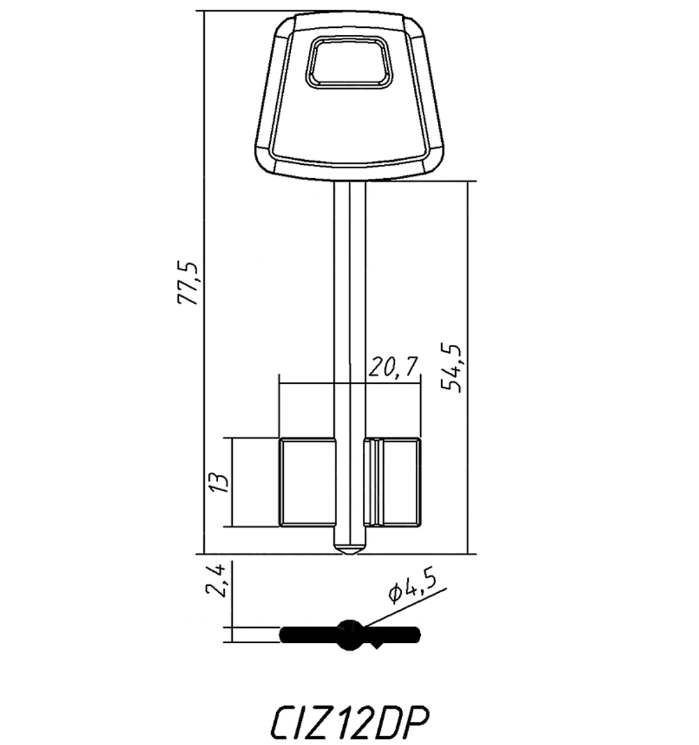 Заготовка сувальдного ключа 10771 CIZ12DP