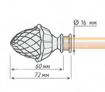 Наконечники "Желудь" кованых карнизов для штор d16 мм, цвет антик