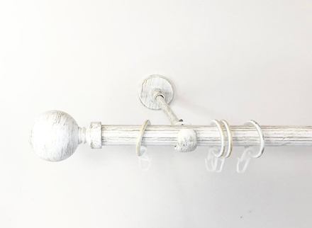 Карниз кованый рифленый для штор Ост Шар d 25 однорядный, цвет белое золото