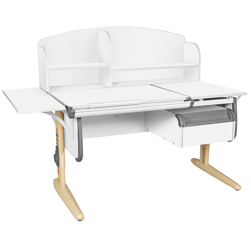 Растущая парта с навесной тумбой, задней и боковой полками Дэми СУТ 25-05-Б1НЗ (1500×880 мм)