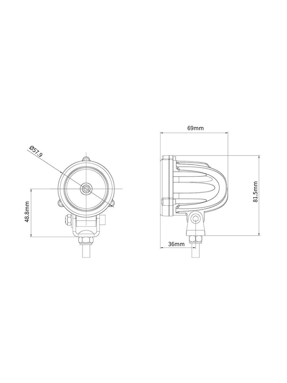 Светодиодная фара дальнего света AURORA 51 мм 10W LED