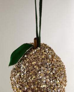 ZARA HOME ЕЛОЧНОЕ УКРАШЕНИЕ «ГРУША» С БЛЕСТКАМИ, ЗОЛОТИСТЫЙ