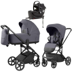 Коляска Carrello Alfa CRL-6522 2025 Ammonite AY329 Pro Absolute Black с базой Isofix 4 в 1 Fashion Grey