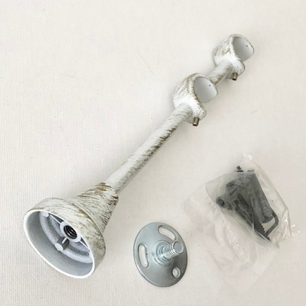 Кронштейн стеновой для кованого карниза d19/19 мм двойной, цвет белое золото ампир