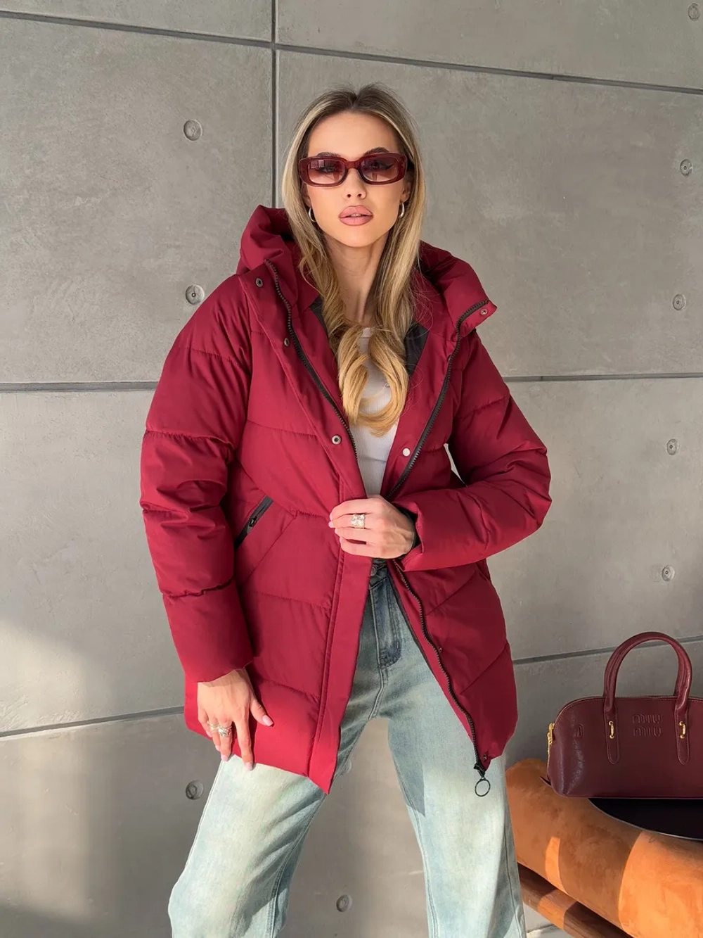 Куртка осенняя капюшоном удлиненная