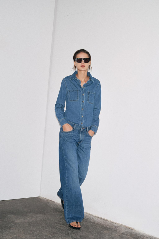 ZARA ДЖИНСОВАЯ КУРТКА-РУБАШКА — ZW COLLECTION, ИНДИГО