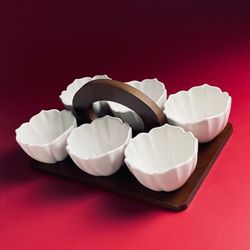 Lenardi 235-078 Набор из 6 салатников 9см на подставке TROPICAL в под.уп.(х12)Фарфор