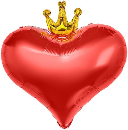 Сердце "Красное с золотой короной" 56 см