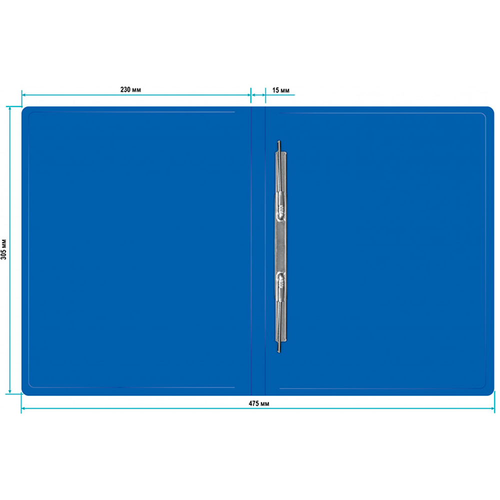 Папка-скоросшиватель с пружинным механизмом Бюрократ, А4, 500 мкм, торц. наклейка, синяя