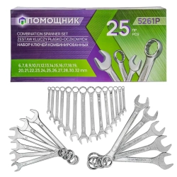 Ключи комбинированные, набор 25 пр. (6-28,30,32мм) Помощник 5261P