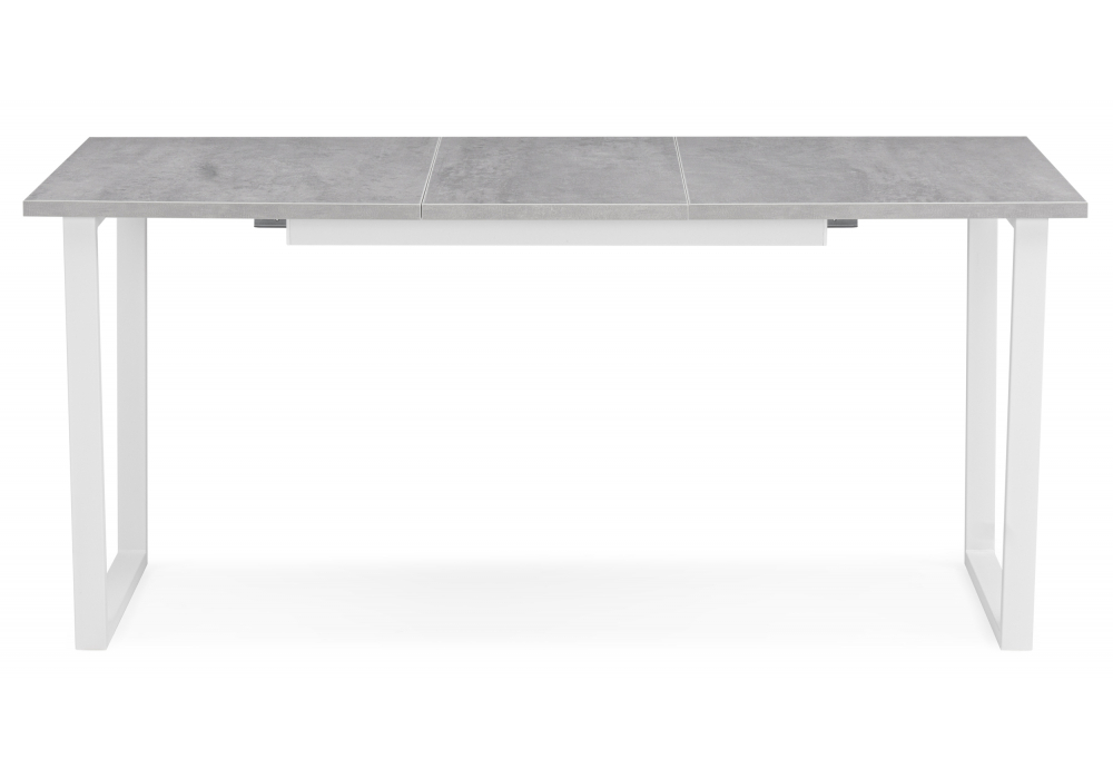 Стол деревянный Woodville раскладной Лота Лофт 120(160)х75 бетон светлый, белый матовый, ножки белые