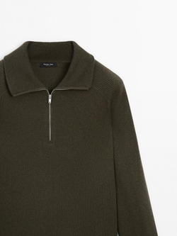 Massimo Dutti Свитер из смесовой шерсти, хаки