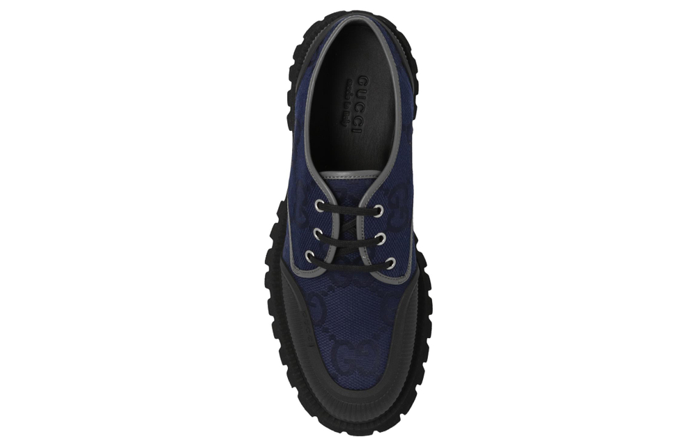 GUCCI GG Lace Up Shoes "Navy" Women"s