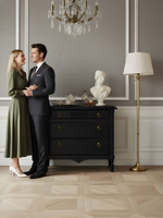 Комод 110х50х94, Джоли, с ящиками для одежды, в спальню, прихожую, гостиную, массив березы, черный, Makosa