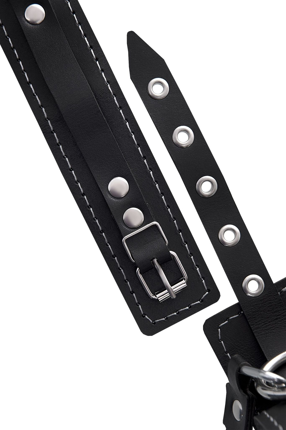 Кожаный ошейник-чокер с поводком