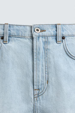 ZARA ДЖИНСОВЫЕ ШОРТЫ RELAXED FIT, ГОЛУБОЙ