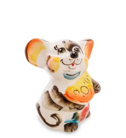 ГЛ- 551 Фигурка «Мышь с сыром» ср. цв. (Гжельский фарфор)