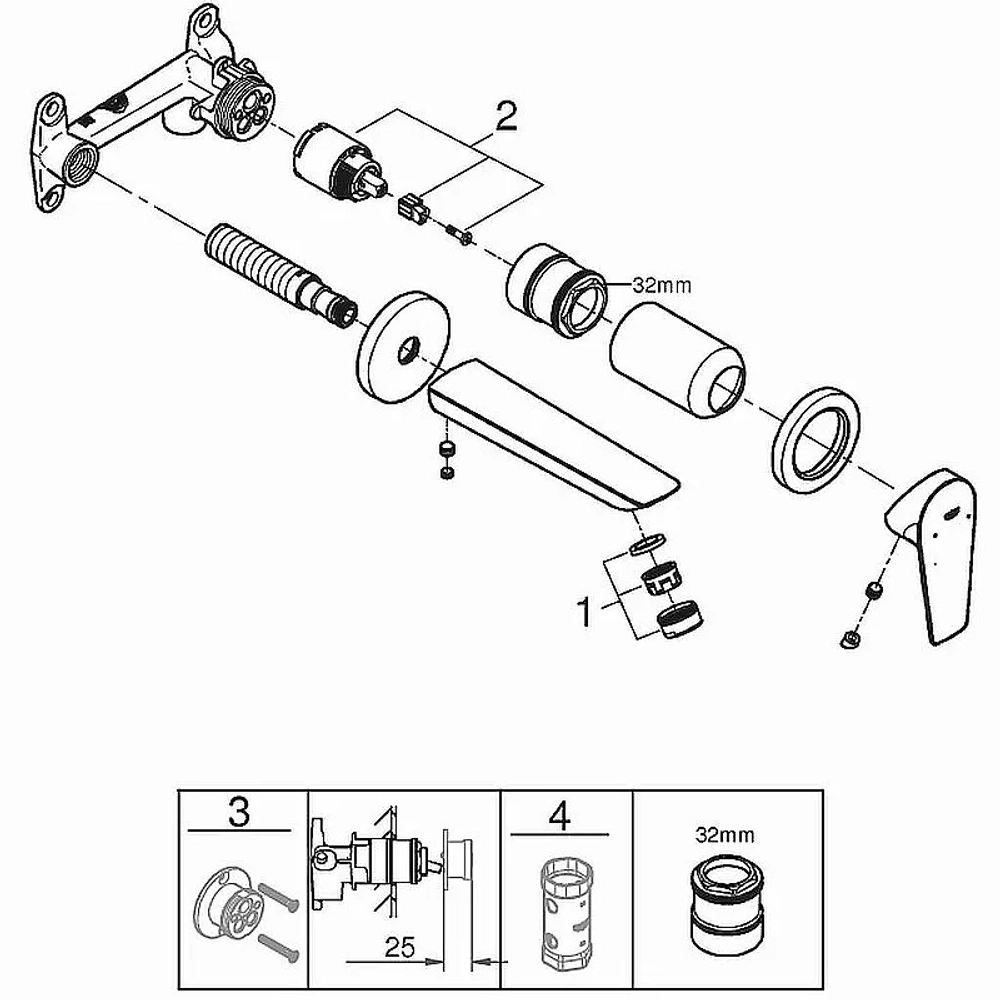 Смеситель для раковины Grohe BauEdge New 20474001 хром