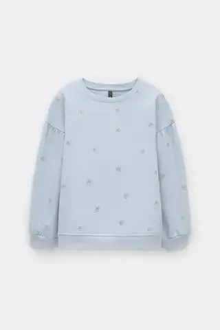 джемпер  для девочки  КР 302710-1/голубой,любимые ромашки к563