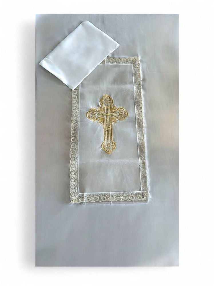 Постель в гроб шелковая &quot;Крест ажурный&quot;