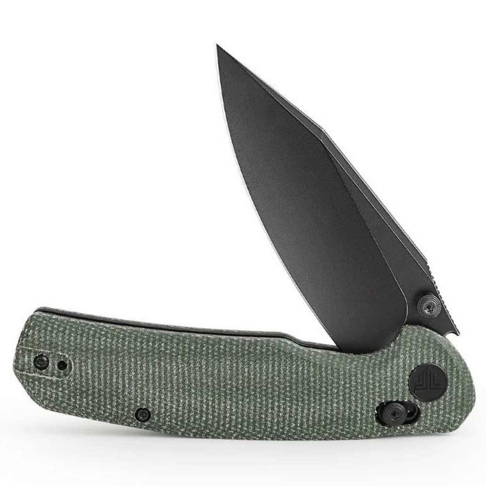Складной туристический нож TRIVISA Hornet-04G клинок 14C28N рукоять micarta (черный-зеленый)