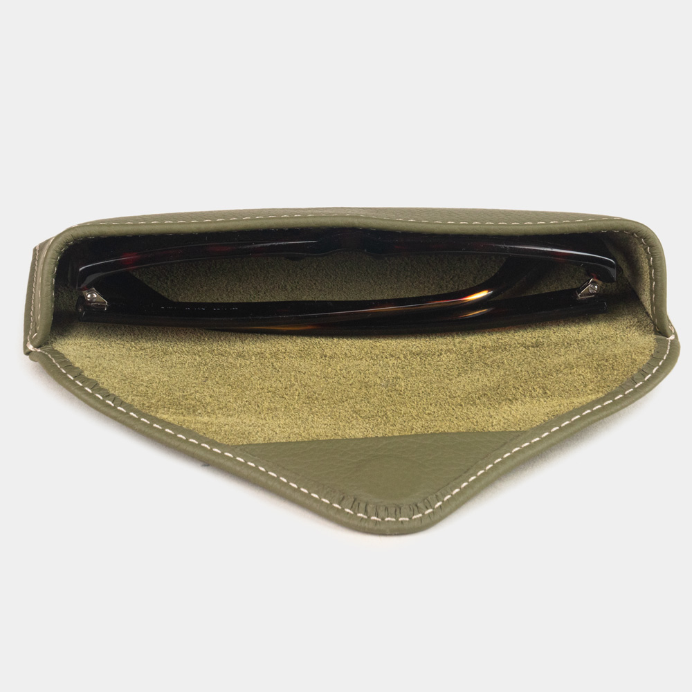 Футляр для очков Vision из кожи теленка, зеленого цвета