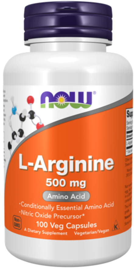 NOW Foods, L-аргинин 500 мг, L-Arginine 500 mg, 100 вегетарианских капсул