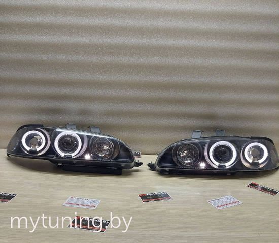 Передние фары Honda Civic 5 angel eyes black