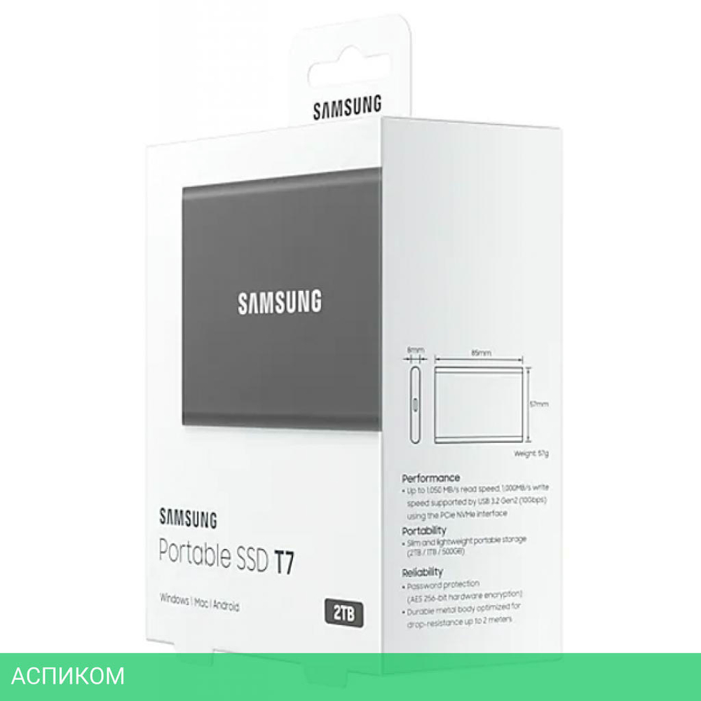 Внешний накопитель Samsung T7 Touch USB3.2 2 TБ черный (MU-PC2T0T/WW)