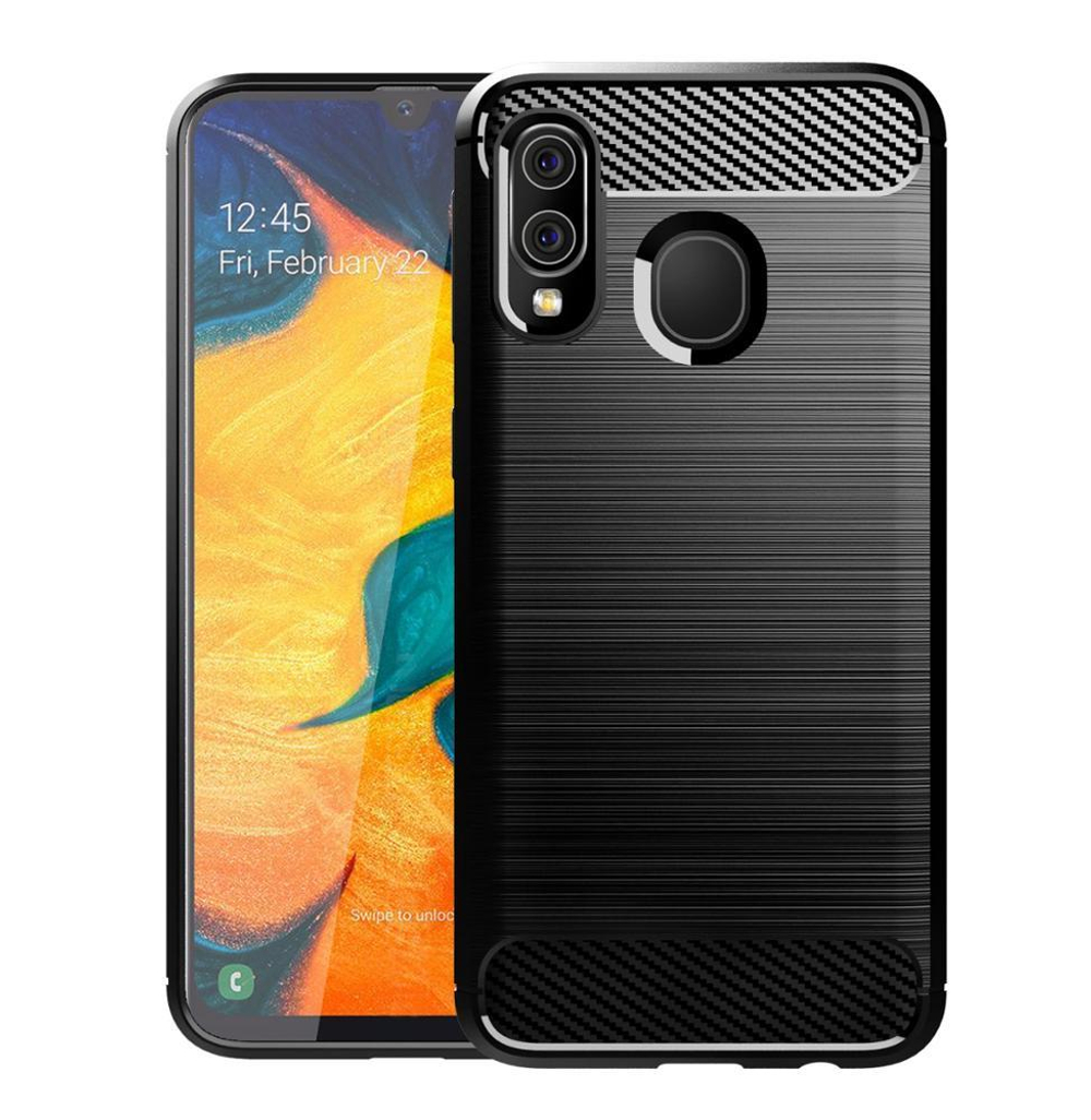 Чехол для Samsung Galaxy A40 цвет Black (черный), серия Carbon от Caseport