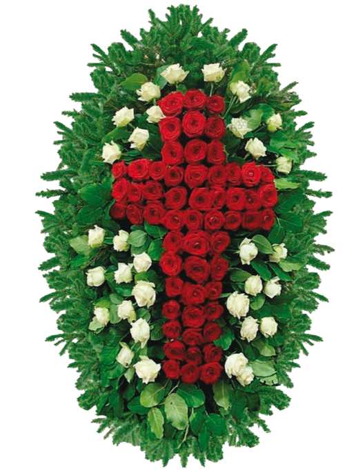 Траурный венок из живых цветов №18 (150 см)