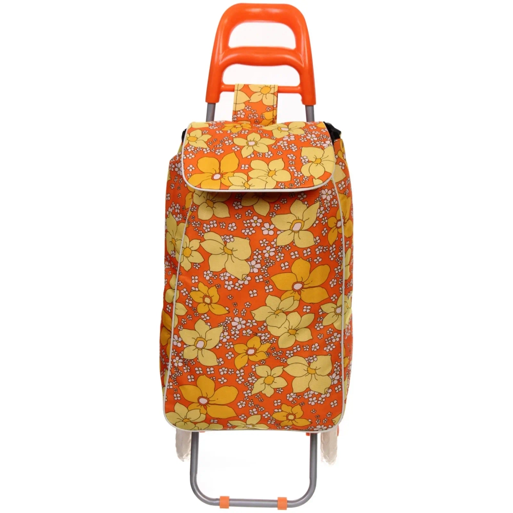 Тележка хозяйственная с сумкой (93*30*34см, колеса 16см,грузоподъемность до 30 кг) Оранжевая