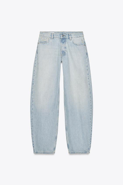 ZARA ДЖИНСЫ TRF MINI BALLOON СО СРЕДНЕЙ ПОСАДКОЙ, ГОЛУБОЙ