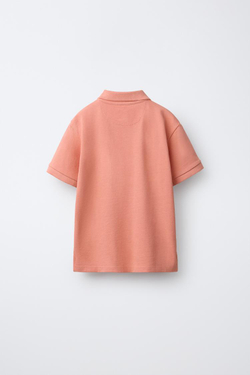 ZARA БАЗОВОЕ ПОЛО ИЗ ПИКЕ, ЛОСОСЕВЫЙ