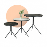 Круглый журнальный столик Рейн (большой) (последний экземпляр)(590 х 590) (Черный матовый, Пластик глянец Мрамор белый 3027)