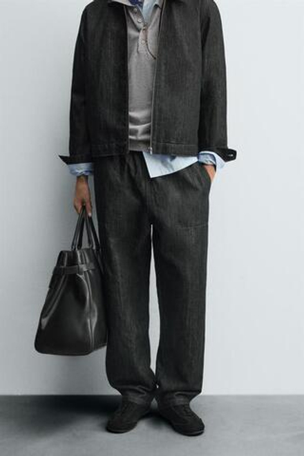 ZARA ДЖИНСЫ-ДЖОГГЕРЫ RELAXED FIT, ЧЕРНЫЙ