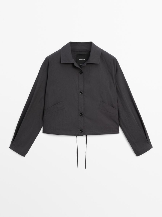 Massimo Dutti Бомбер со швами и сборкой, синий