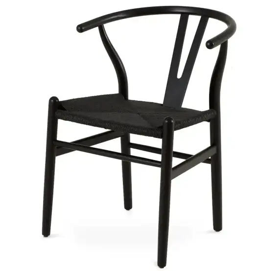 Стул Wishbone черный с черным сиденьем