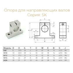 Опора (суппорт) для направляющих 12мм SK12 SH12A - 2 штуки