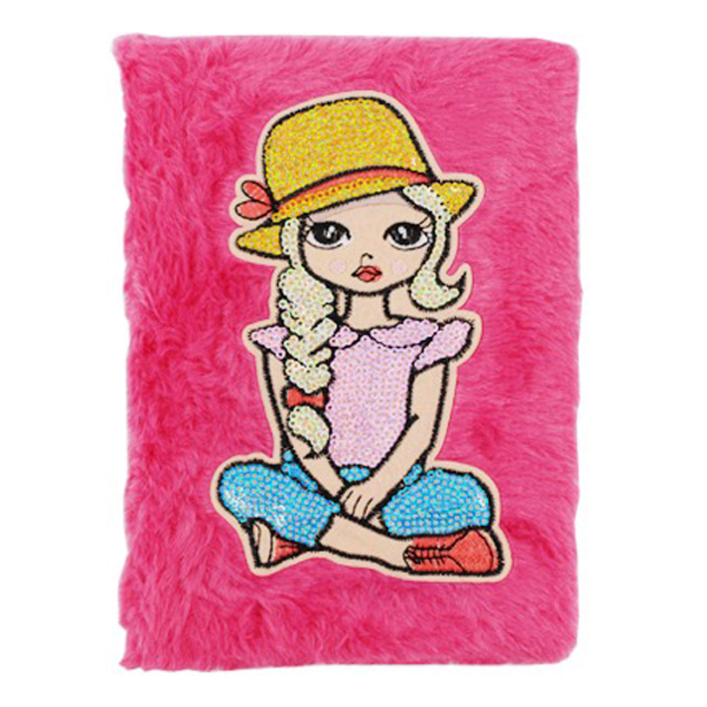 Блокнот детский Basir, формат А5, серия "Модница", переплет с мехом, 19.5*13.5 см, 64 листа, 4 цвета ассорти